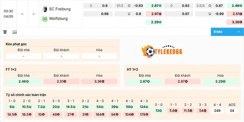 Nhận xét kèo Freiburg vs Wolfsburg